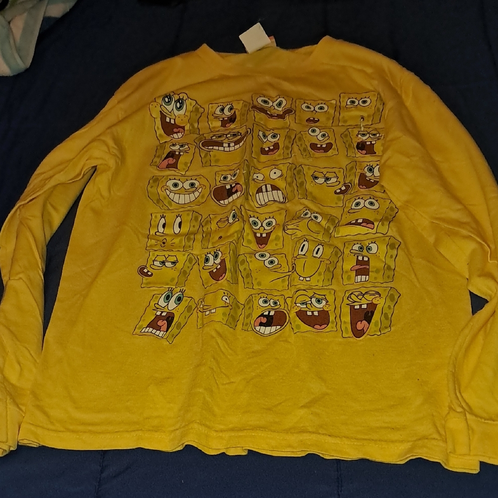 Vintage  2007 Nickelodeon many faces of spongebob Long Sleeve Shirt Boys Xl